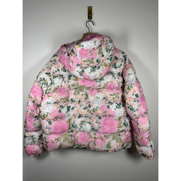 LoveShackFancy Raissa Fire+Ice Floral Puffer Jacket – White & Pink, US 10 - Picture 10 of 11